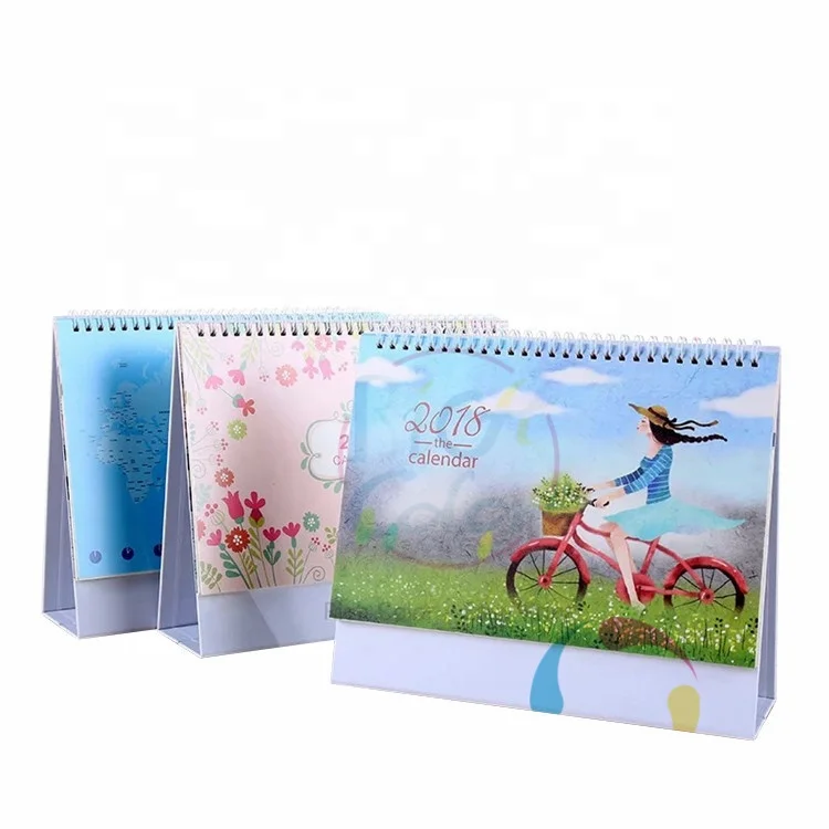 popular flat open wire-o binding style China cheap new year table desk calendar printing