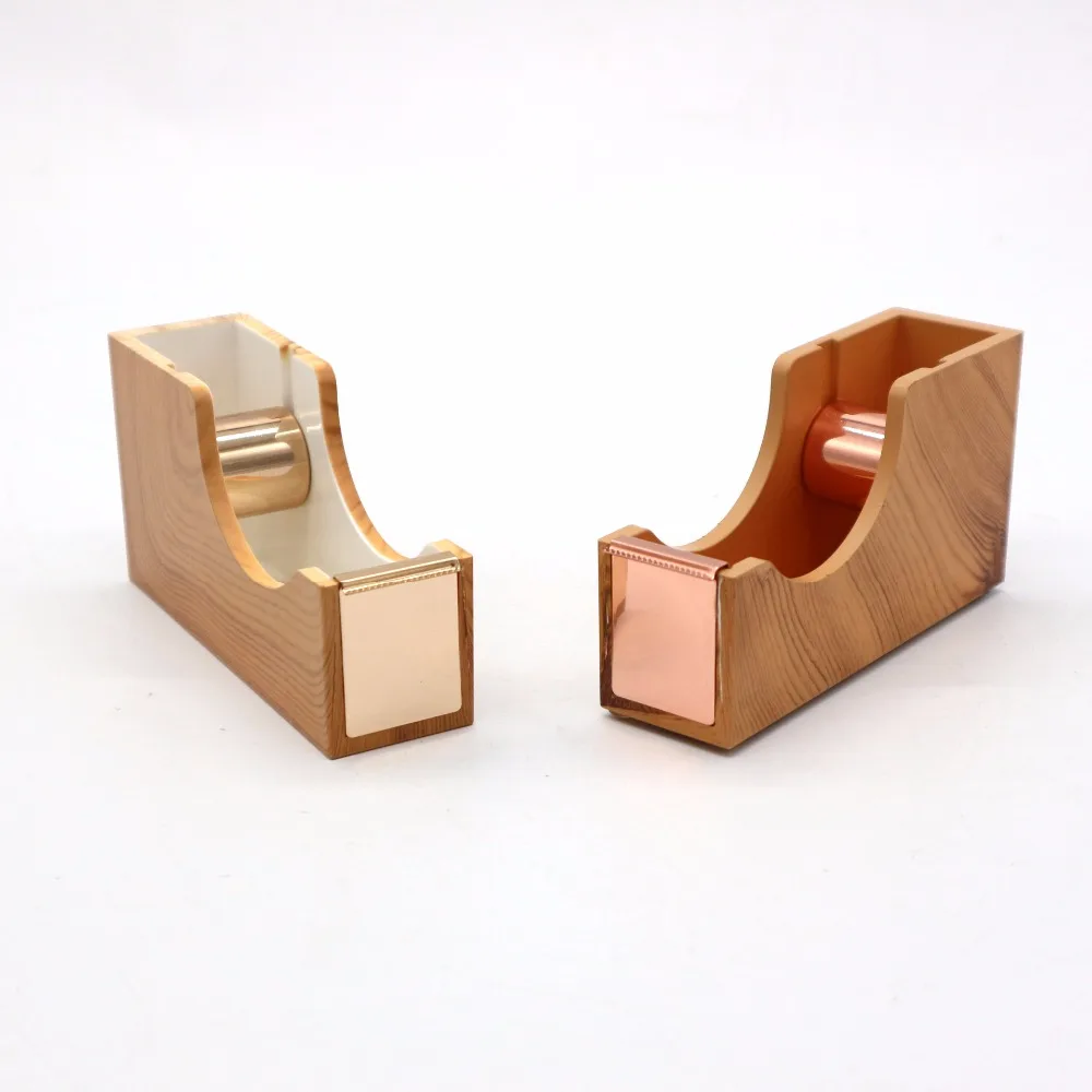 Stationery Products Customized Logo Acrylic Light Wooden Grain Washi Tape Dispenser