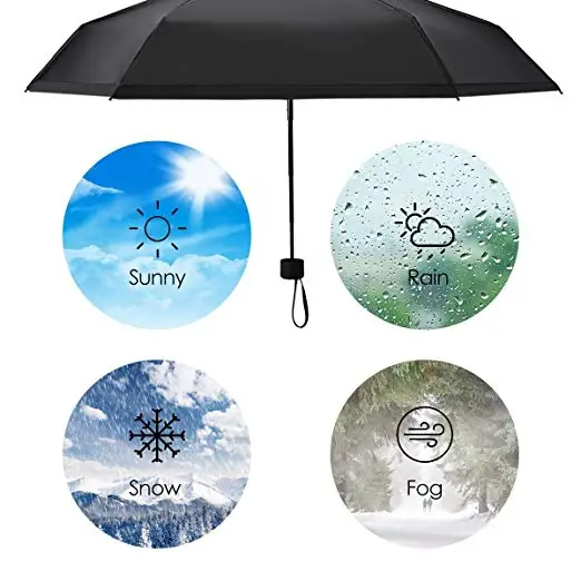 Mini Travel Sun & Rain Umbrella, Folding Collapsible Compact Lightweight Umbrella Portable Outdoor Golf Umbrella with 99% UV