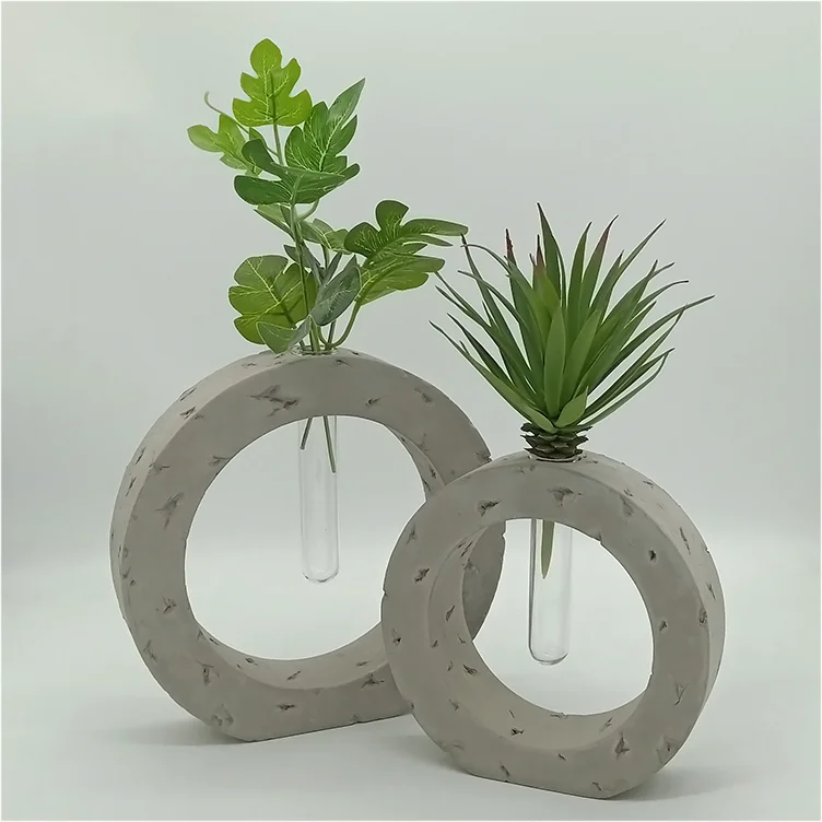 Glass flower arrangement container Test tube flower bud vase with cement stand