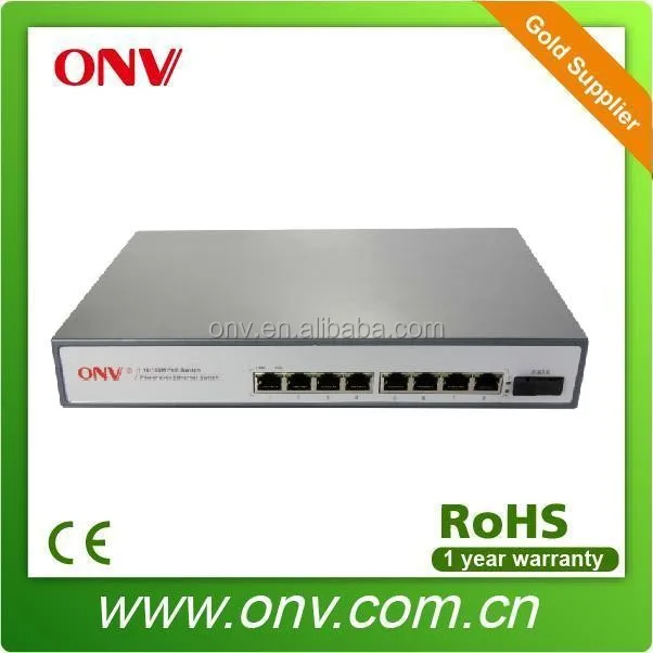 9-порт PoE коммутатор с 8-порт PoE и 1-пор волокно