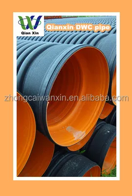 Black/orange hdpe double wall corrugated drainage pipe