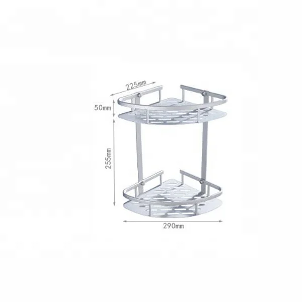 China rustproof bathroom storage rack super strong glue adhering shower basket bathroom corner shelf rack