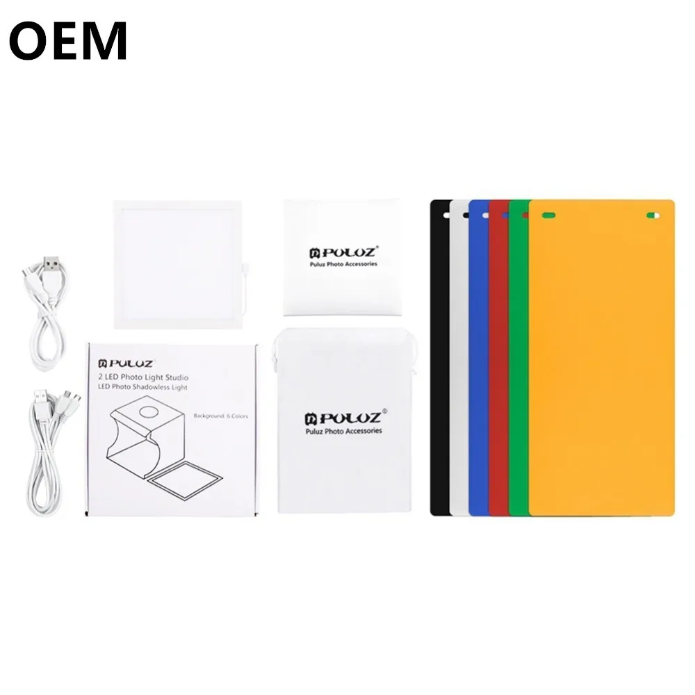 Custom  Mini 22.5 LED Photography Shadowl Bottom Light Lamp Panel Pad +2LED Panels 23CM lightbox Photo Studio Shooting Tent Box