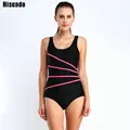Riseado 2016 Brand Sports One Piece Swimsuit Swimwear Women Striped Backless Sexy monokini Swimming Bathing Suits