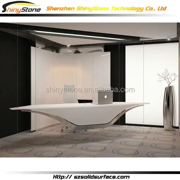 Differential yacht shape faux stone/solid surface cool office desk workstation