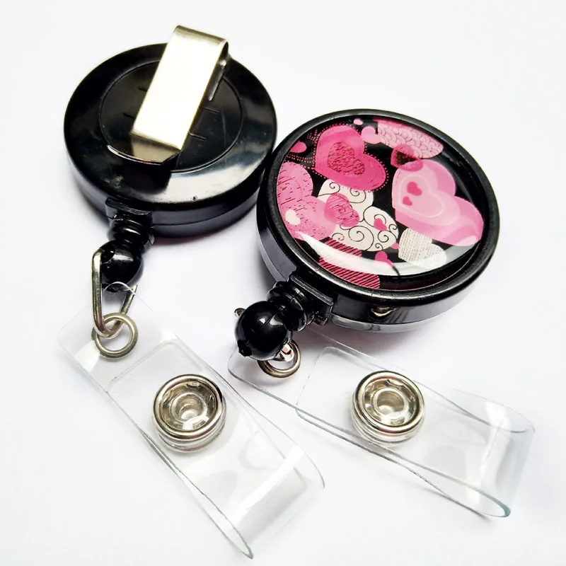 Customized plastic round epoxy logo yoyo ID badge reel retractable holder