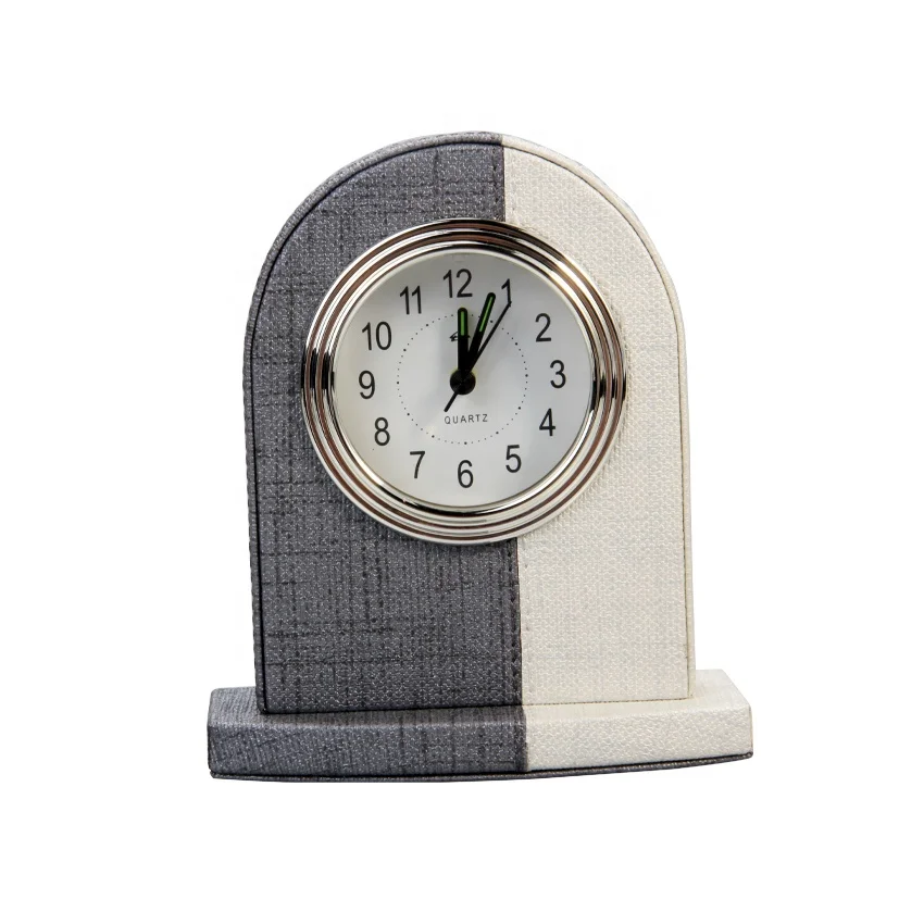 Factory Custom High Quality Office Hotel Fabric Table Pu Leather Desk Alarm Clock