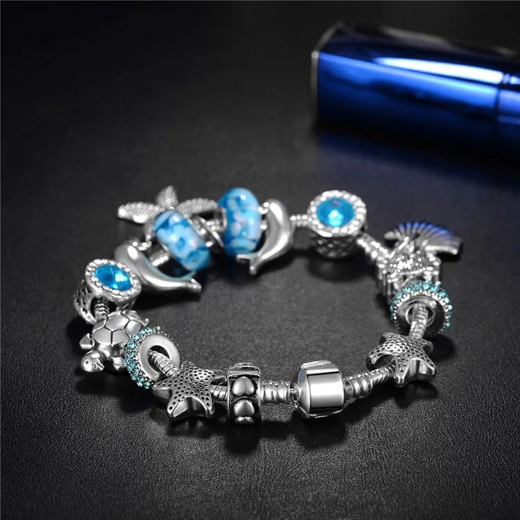Qings Smart Ocean Charm Bracelet 925 Silver Plated Fashion Bracelet