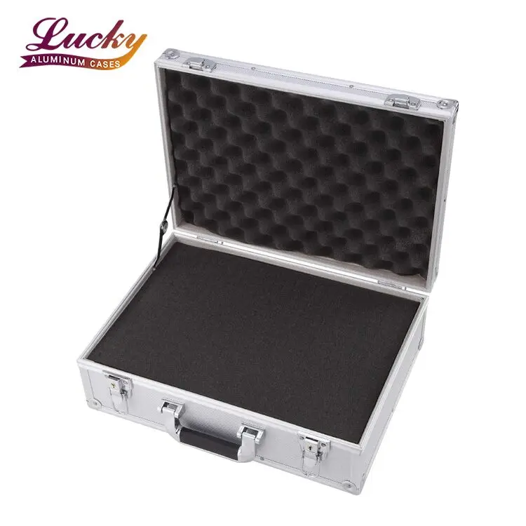 Aluminum Hard Case Briefcase Toolbox Storage Box Case Silver Carrying Case Briefcase