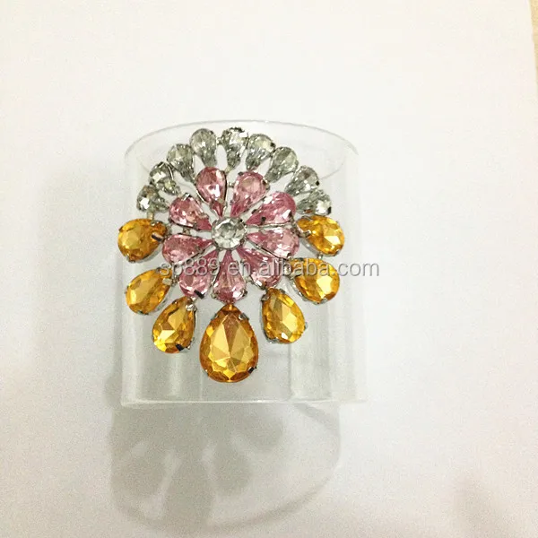 clear acrylic bracelets with bule acrylic diamonds resin cuff transparent bangle for women