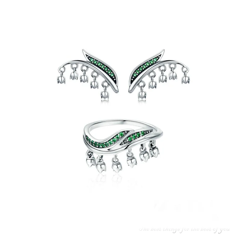dropshipping products 2021 Bellflower design Real Silver 925 Earrings,Ring women jewelry set