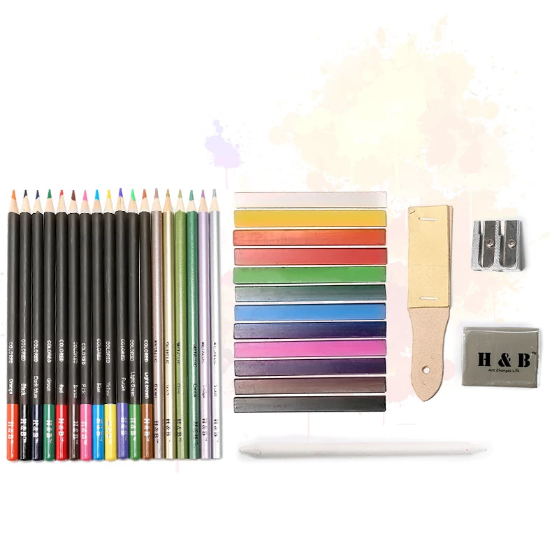 artist sketch metallic colored pencils set with box