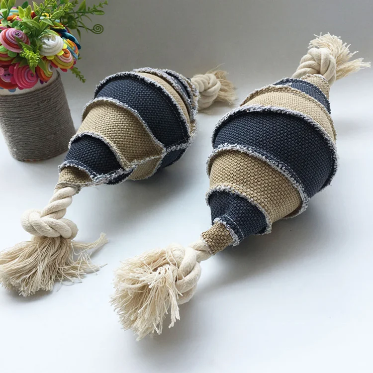 Pet talking toy linen cotton rope gnawing rugby dog toy