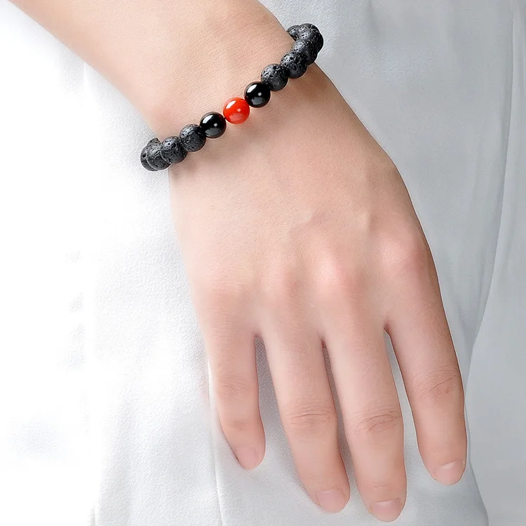 F90 Trending Products 2020 New Arrivals Red Black Agate Ginspiration Aromatherapy Essential Oil Unisex Magnetic Rosary Bracelet