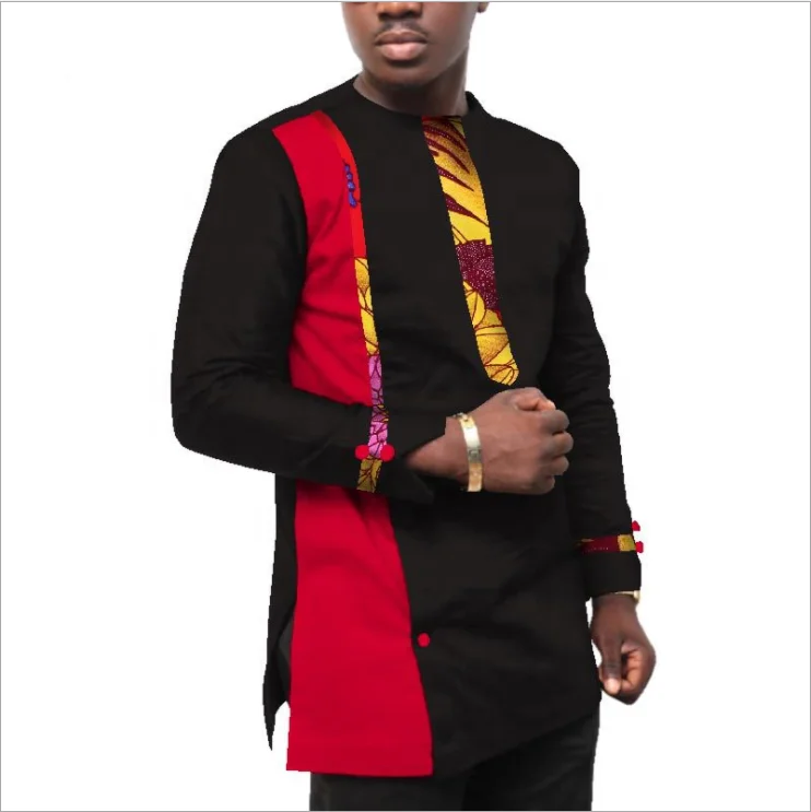 Best seller African Gentleman Shirt with 100% cotton wax printing fabric