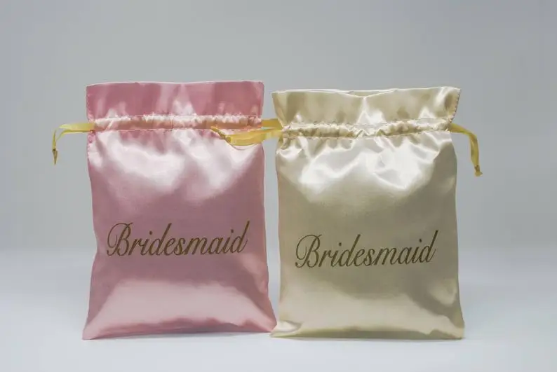Luxury Small Custom Drawstring Satin Bags for Hair Packaging gift satin bag jewelry satin pouch