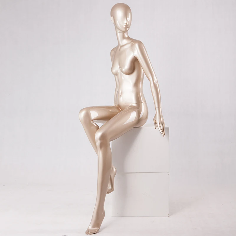 Fashion high end golden female mannequin sitting and standing fiberglass dress mannequins