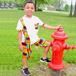 2022 Summer African print style Kids Clothes Kids Ankara Two Piece Set Casual Wear