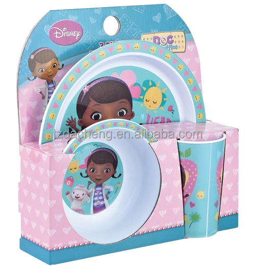 Super Markets Unique Design Hot Sale Customized Reusable Printing Plastic Plate Set Dinnerware set