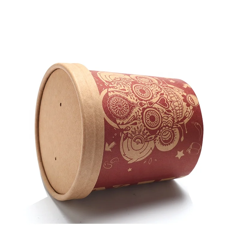 Custom printed disposable hot soup bowls/kraft paper soup cup/ice cream cup
