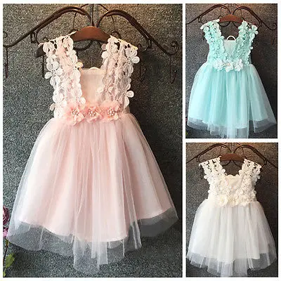 New XMAS Baby Girls Party Lace Tulle Flower Gown font b Fancy b font Dridesmaid font