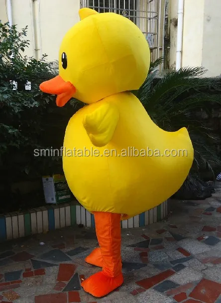 Желтая утка движущийся костюм талисман меховой рекламный мультяшный костюм для ношения