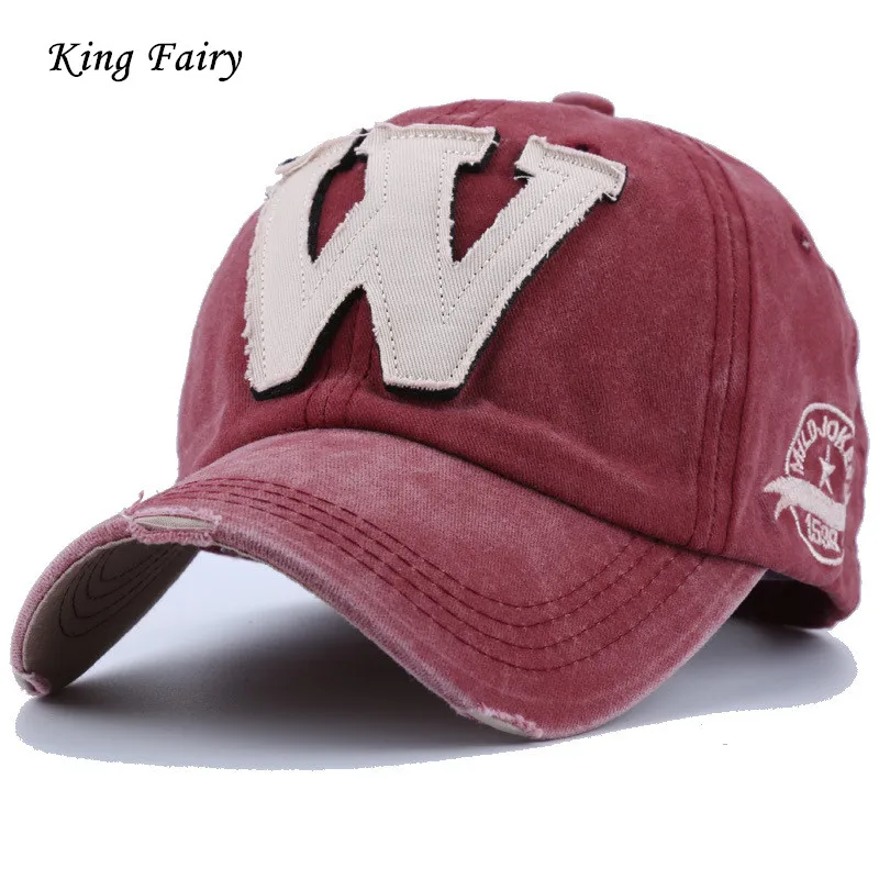 
Letter W Low Profile Washed Brushed Twill Cotton Adjustable Patch Baseball Caps Dad Hats 