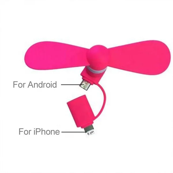 2 in 1 for iPhone Android Fan Micro USB Mobile phone Fan Portable Mini Fan