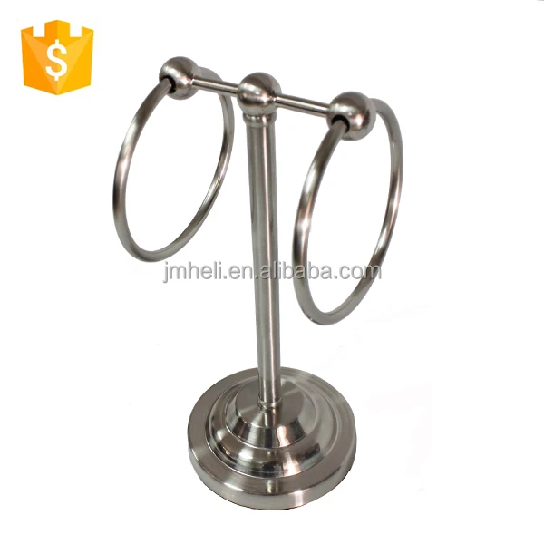 
bathroom metal corner standing towel ring in brushed satin finished 