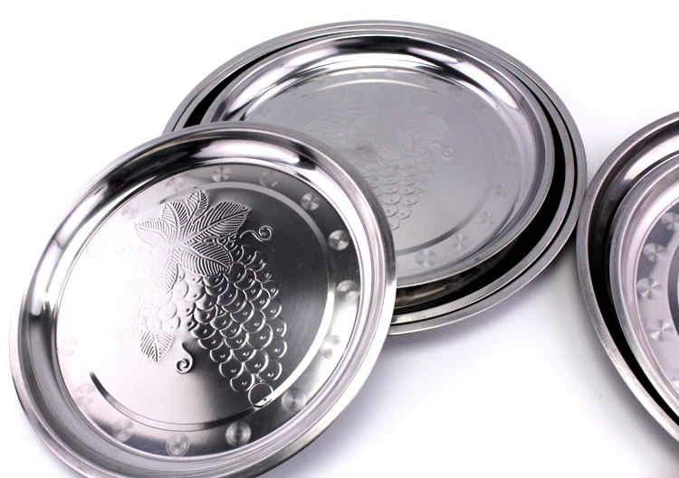 
Indian Stainless Steel 410 Grape Pattern Dinner Round Plate/Dish Set 