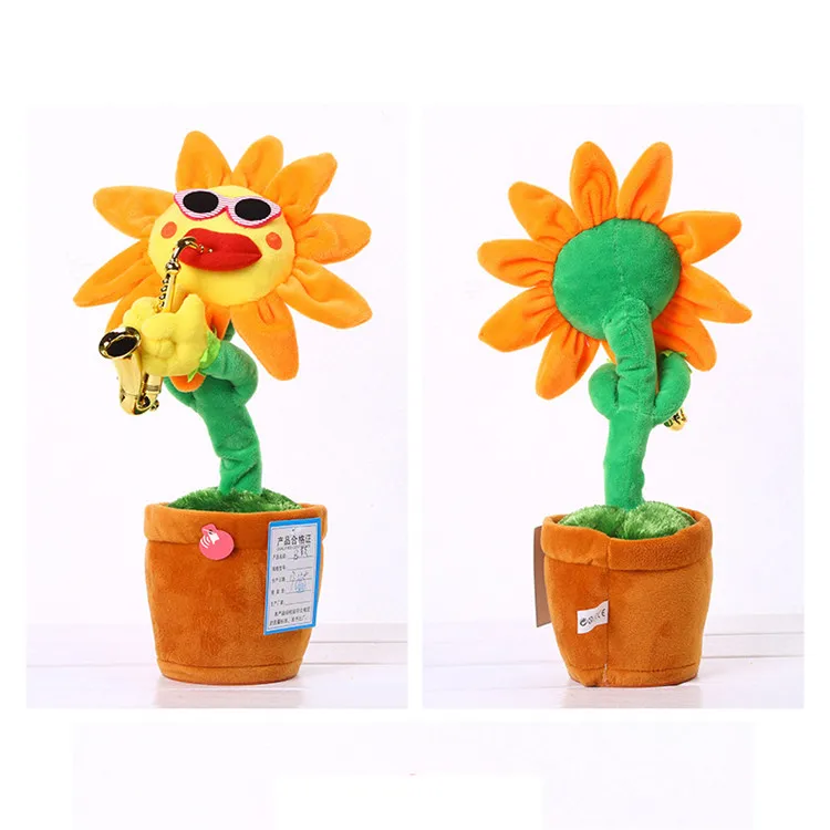 
electric sunflower singing dancing saxophone plush musical toys for children 