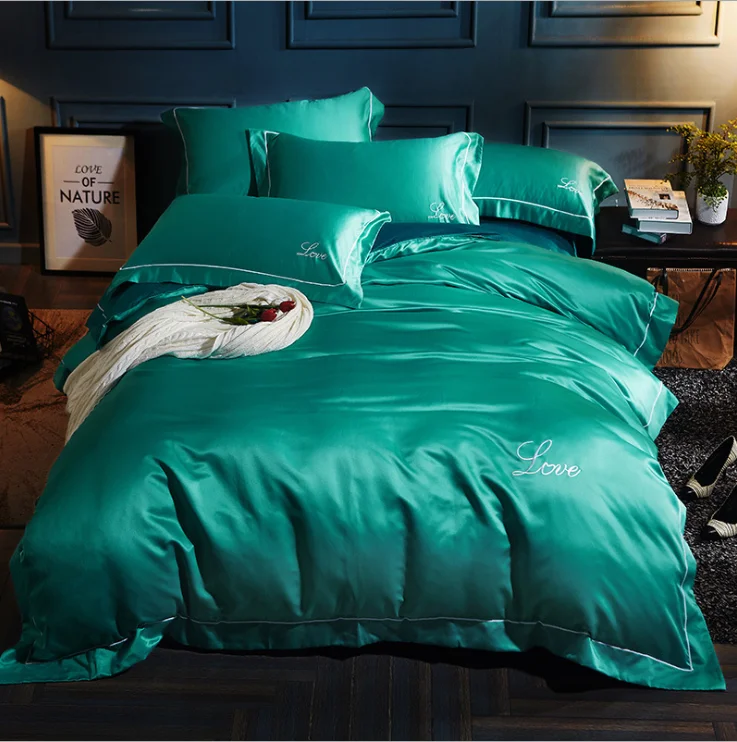 China Supplier pure mulberry Silk Bed Sheet Set Comforter Set Bedding set four pieces