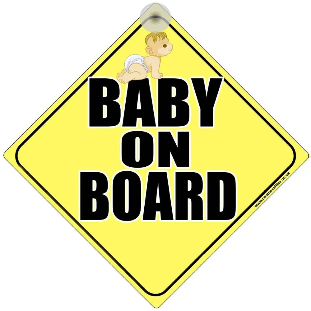 
baby on board car signs /window sign with suction cup lettering logo car sticker 