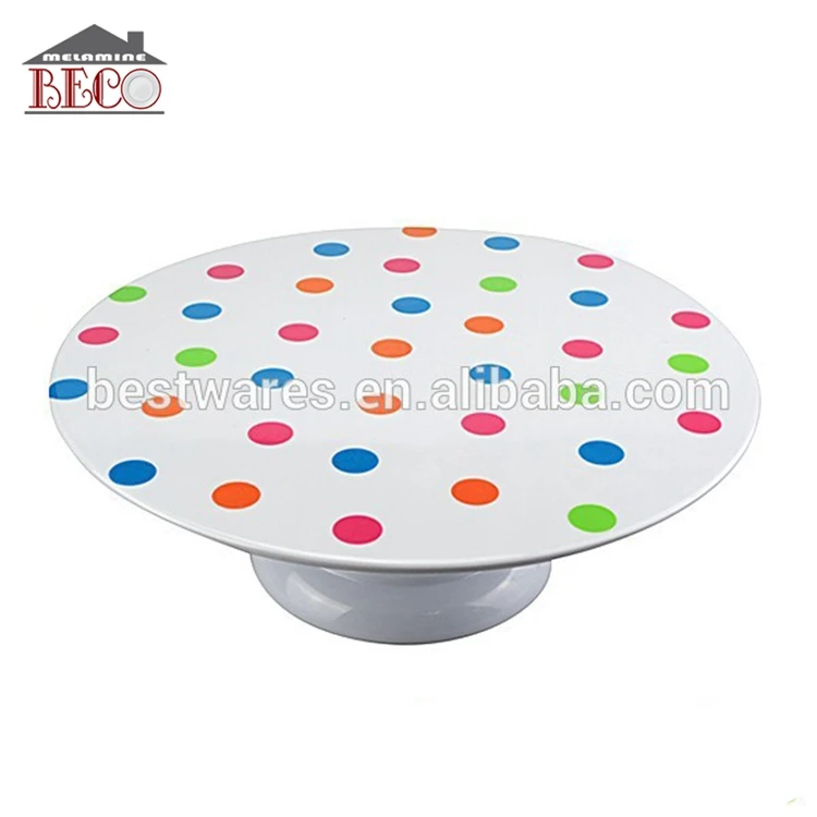 popular sale white melamine cake stand with spots