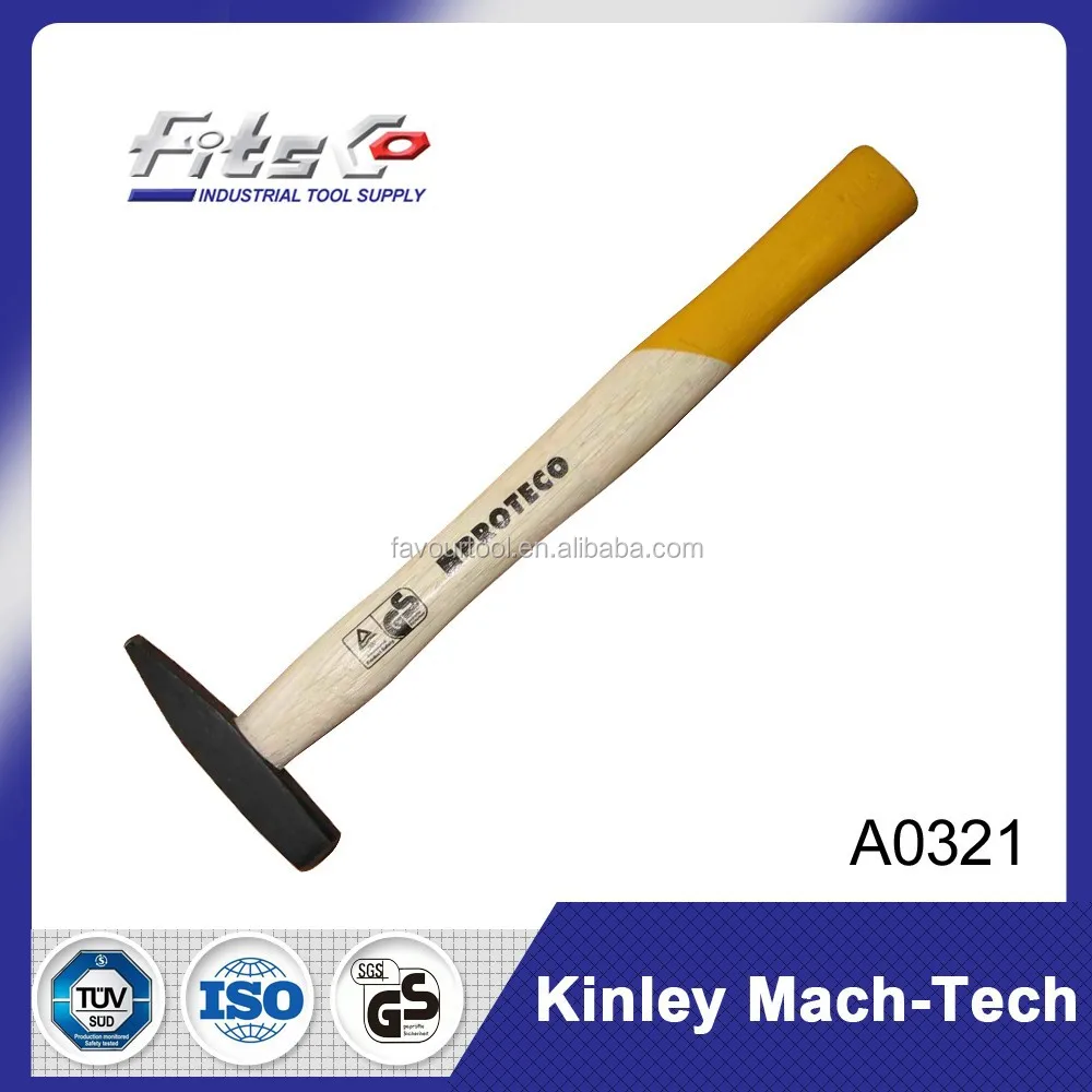 German Type Machinist Hammer With Wooden Checked Handle