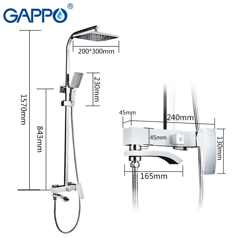 GAPPO bathroom shower faucet mixer for cold and hot water waterfall wall shower head chrome Shower tap G2407-8