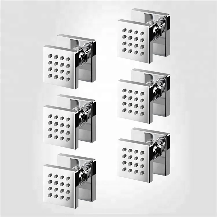 Bathroom Solid Brass Square Chrome Plated Body Shower Spray Jets Shower Head Sprayer Set Saving Water Massage Body Jet