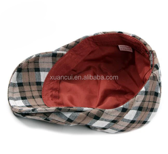 High quality checked newsboy hats wholesale herringbone duckbill ivy cap with metal buckle