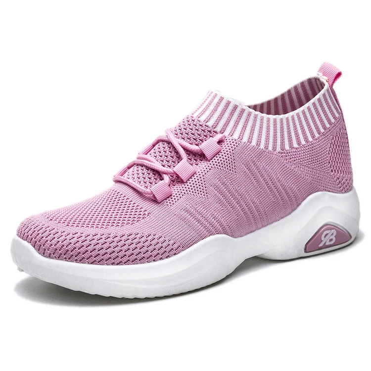 
flat sole running pink woman sports oem female shoes 