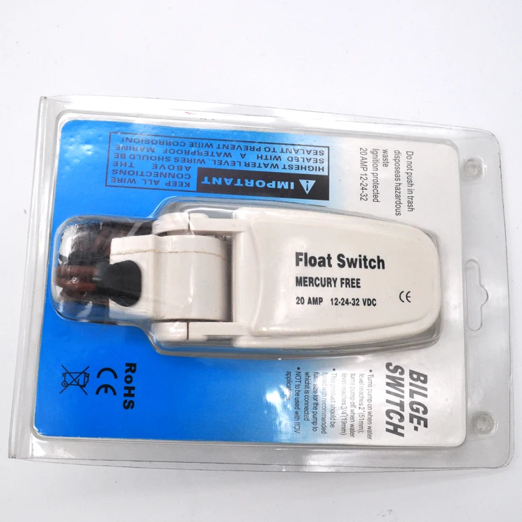 marine boat 12V / 24V  bilge pump float switch mercury free