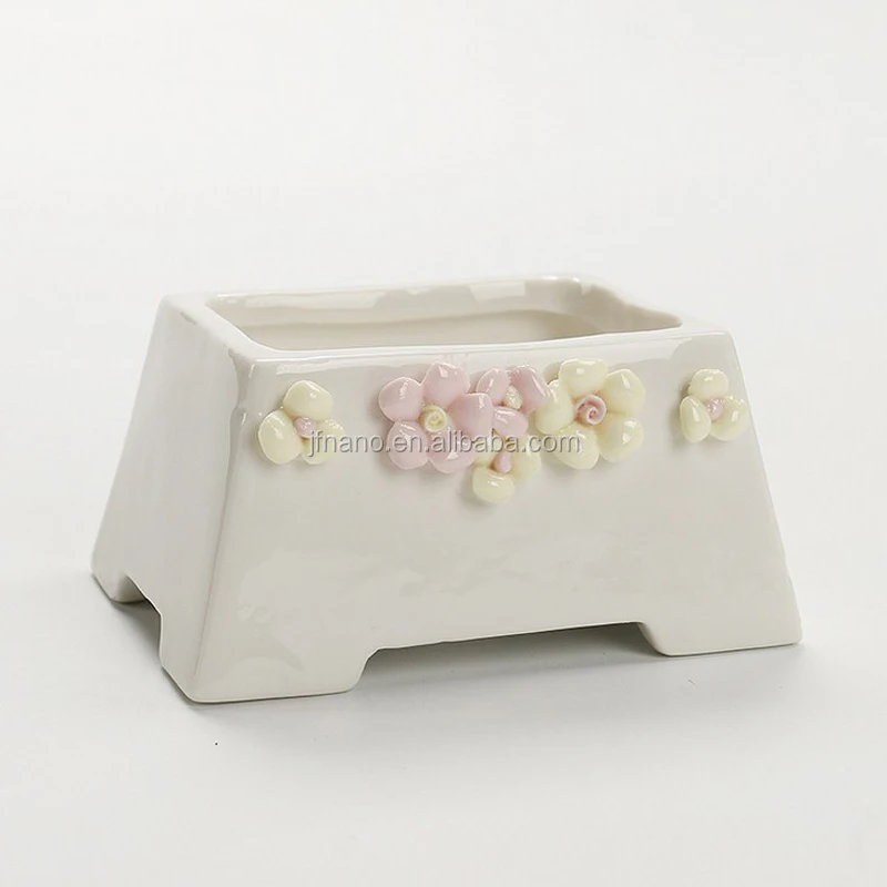 Creative hand pinching flowers small white ceramic flower pots