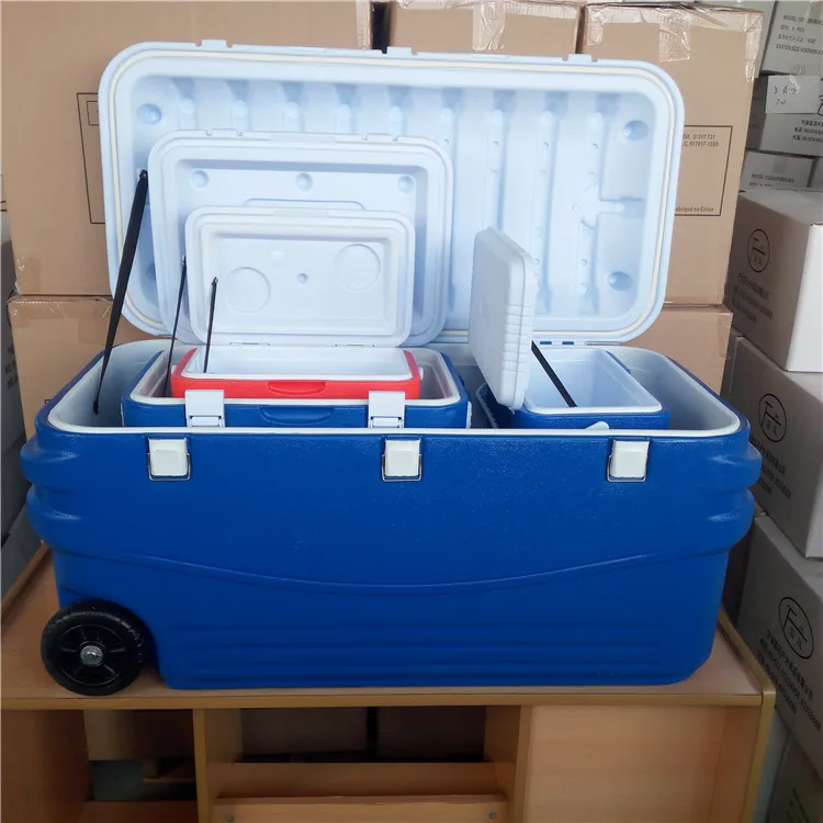 PU Insulation PE Material Plastic Fishing Large Set  10L 30L 150L Ice Cooler Box With Wheels