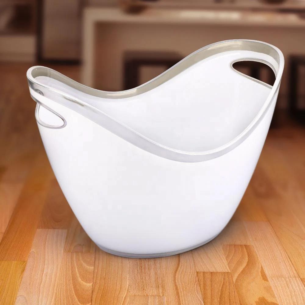 Прямая продажа с завода, прозрачное белое 8 л льда, акриловое пластиковое ведро для льда