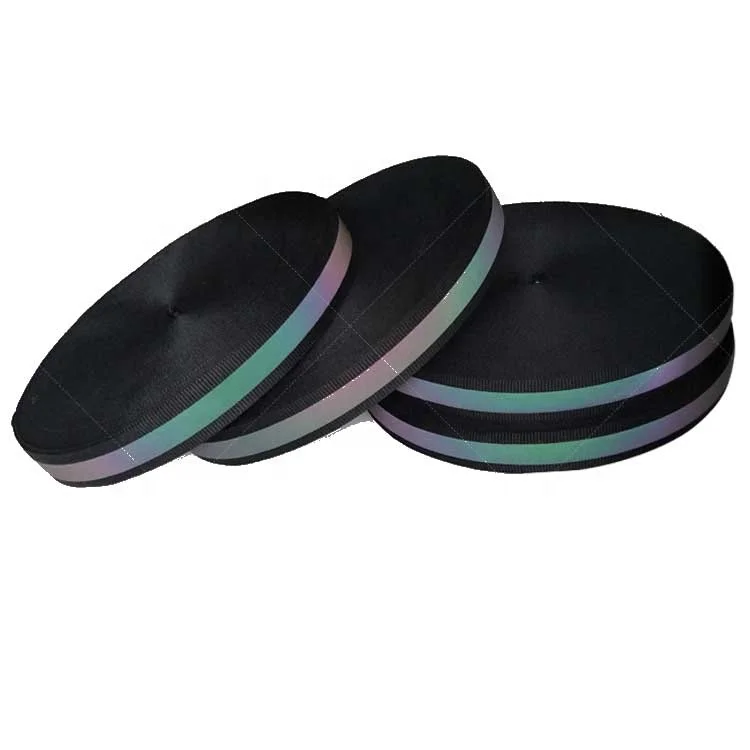 custom hi viz 2 inch shine fluorescence colorful nylon woven reflective logo on the webbing fabric tape for clothing