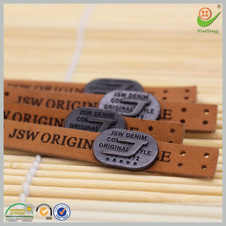 nickel lead free custom jeans pu patch label with metal logo