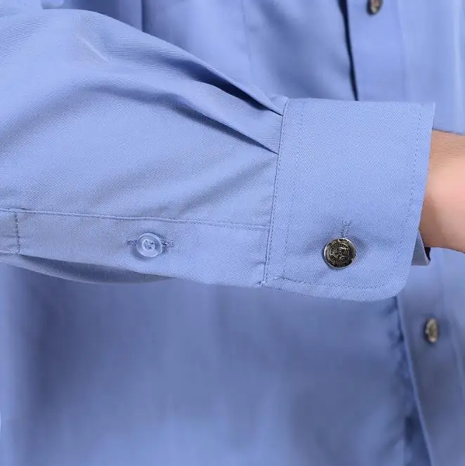 Safety Guard Security Uniform Blue Long Sleeves Shirts Light Weight Breathable Soft Feeling