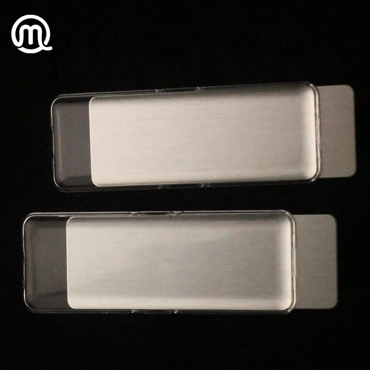 
metal custom logo stainless steel name badge with transparent cover 