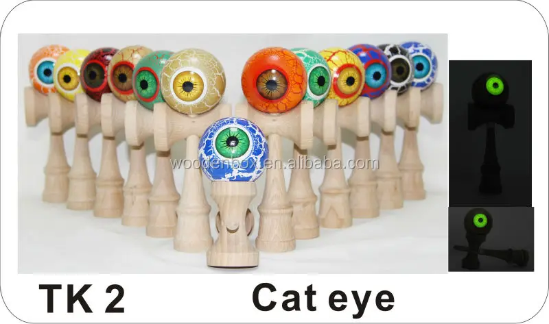 Wholesale 2014 Cat Eye Design Kendama With Sticky Kendama Balls For Christmas Gifts