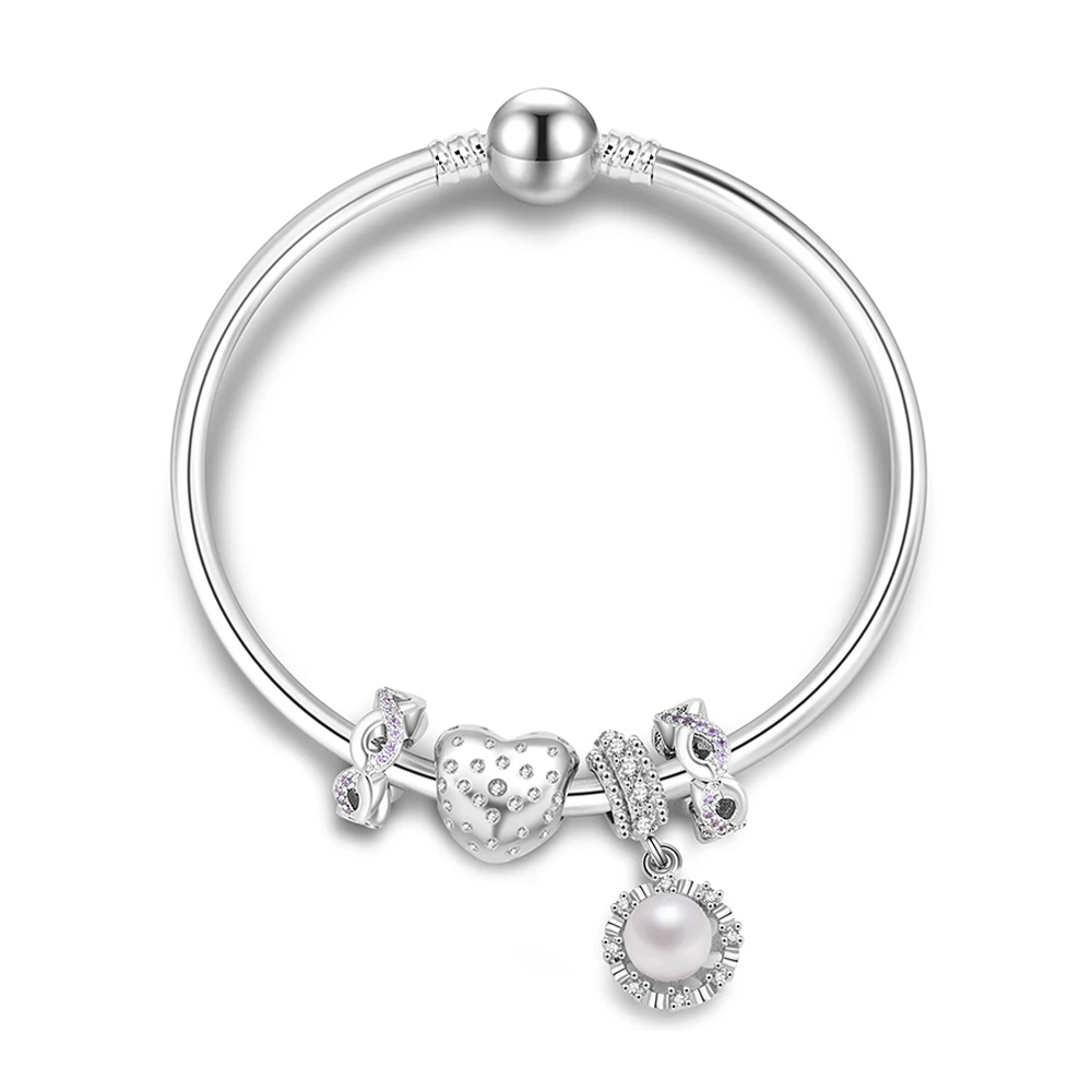 
High Plating brass charm bangle bracelets jewelry diy pearl beads for bracelet making 